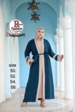 MQ080 Independence Station Middle East Abaya Color-Block Coat, Dubai Arabian Chiffon Dress, Solid Color Robe - Image 2