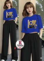 Unique Love Printed Crop Top Round Neck Half Sleeves Casual Cotton Crop Top T Shirt For Girls Women And Ladies - Image 2