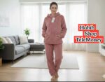 Women’s Ultra-Soft Cable-Knit Fleece Lounge Set – Hooded Pullover & Matching Joggers - Image 3