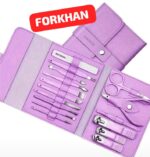 Nail Clippers Set, 16pcs Manicure & Pedicure Tools, Stainless Steel Nail Cutter Kit for men and women, with Leather Bag, Travel Grooming Kit for Facial, Cuticle and Nail Care