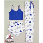 Women's "Kiss Me" 3-Piece Sleepwear Set – Ribbed Camisole, Shorts, and Matching Pajama Pants - Image 3