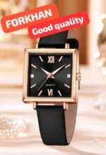 Retro 5pcs Women's Leisure Quartz Wristwatch Set Top Leisure Leather Strap Ladies Watch Girls Square Dial Pointer Watches