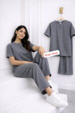 Women's Co-ord Set, Short Sleeve Top with Full-Length Trousers - Image 6