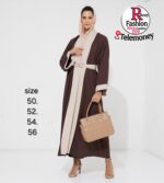 MQ080 Independence Station Middle East Abaya Color-Block Coat, Dubai Arabian Chiffon Dress, Solid Color Robe - Image 7