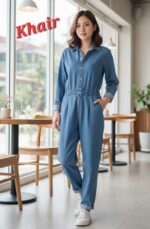 Gentle Fresh Sweet Blue v Women's Slim-Fit Midi Dress with Collar Pleated Nipped Waist 2026 New Year - Image 7