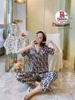 Womens Silk Satin Pajamas Set Button Down 2 Piece Pjs Short Sleeve Long Pants Sleepwear Lounge Set 2025. - Image 6