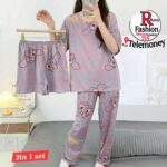 Printed 2Pcs Short Sleeve Pajama Set For Womens Summer Casual Silk Satin Button Sleepwear Ladies - Image 6