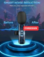 K9 Wireless Lavalier Type-C Double Microphone Upgraded Plug-Play Auto-Syncs Mic For Vlogs Interview Youtubers (NO APP or Bluetooth Needed)