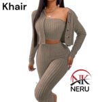 Tcremisa Women's Rib 2 Piece Set Stretch Long Sleeve Off Shoulder Crop Top and Wide Leg Long Pant Suits Fall Outfits - Image 8