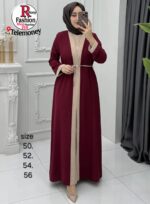 MQ080 Independence Station Middle East Abaya Color-Block Coat, Dubai Arabian Chiffon Dress, Solid Color Robe - Image 6