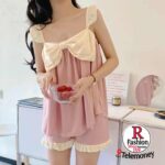 Women Cute Sweet Pajama Sets Ruffle Camisole Top Shorts Sleepwear Cozy Homewear - Image 6