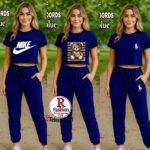 Women's 2-Piece Printed Crop Top & Jogger Co-Ord Set. - Image 6