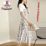 Women's Short Sleeve Floral Print Midi Dress with Side-Tie Detail - Image 2