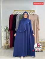 Elegant Smocked Cuff Abaya with Matching Hijab - Lightweight Flowing Modest Dress - Image 3
