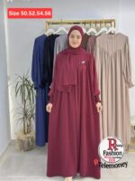 Elegant Smocked Cuff Abaya with Matching Hijab - Lightweight Flowing Modest Dress - Image 5