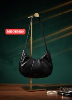 Premium Ruched Half-Moon Handbag with Long Strap - Image 4