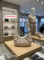 Premium Ruched Half-Moon Handbag with Long Strap - Image 6