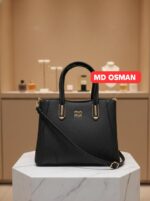 Textured Leather Top-Handle Satchel with Crossbody Strap - Image 15