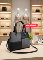 Textured Leather Top-Handle Satchel with Crossbody Strap - Image 8