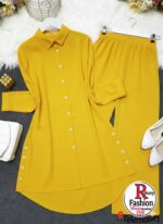 Elegant 2-Piece Linen-Style Modest Co-Ord Set – Wrap Tie Top & A-Line Maxi Skirt - Image 2