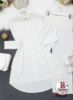 Elegant 2-Piece Linen-Style Modest Co-Ord Set – Wrap Tie Top & A-Line Maxi Skirt - Image 4