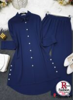 Elegant 2-Piece Linen-Style Modest Co-Ord Set – Wrap Tie Top & A-Line Maxi Skirt