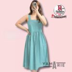 Yam Marie Square Neck Sleeveless Midi Dress – Casual Summer A-Line Smocked Waist Dress - Image 2