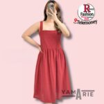 Yam Marie Square Neck Sleeveless Midi Dress – Casual Summer A-Line Smocked Waist Dress - Image 7