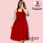 Yam Marie Square Neck Sleeveless Midi Dress – Casual Summer A-Line Smocked Waist Dress