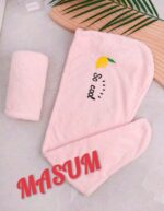 Microfiber Rapid-Dry Hair Turban Towel – Ultra-Absorbent Magic Hair Wrap with Button Closure (Pink Lemon Edition) - Image 3