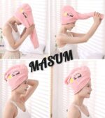 Microfiber Rapid-Dry Hair Turban Towel – Ultra-Absorbent Magic Hair Wrap with Button Closure (Pink Lemon Edition) - Image 4