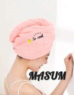 Microfiber Rapid-Dry Hair Turban Towel – Ultra-Absorbent Magic Hair Wrap with Button Closure (Pink Lemon Edition) - Image 5