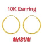 10K Gold Textured Hoop Earrings - Diamond-Cut Endless Hoop Jewelry - Image 3