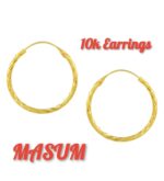 10K Gold Textured Hoop Earrings - Diamond-Cut Endless Hoop Jewelry - Image 4