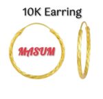 10K Gold Textured Hoop Earrings - Diamond-Cut Endless Hoop Jewelry - Image 2