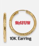 10K Gold Textured Hoop Earrings - Diamond-Cut Endless Hoop Jewelry - Image 5