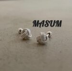 Elegant Silver Love Knot Stud Earrings – Minimalist Geometric Textured Earrings for Women - Image 2