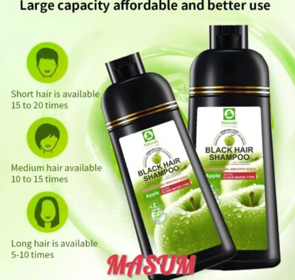 Naturals Apple Black & Dark Brown Hair Shampoo Dye – Ammonia-Free, 400ml