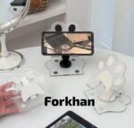 his is a cat paw tablet stand made from clear acrylic and metal. - Image 8