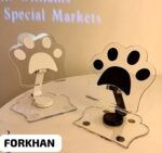 his is a cat paw tablet stand made from clear acrylic and metal. - Image 7