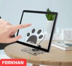 his is a cat paw tablet stand made from clear acrylic and metal. - Image 4