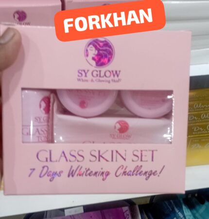 SY Glow Glass Skin Set, 7 Days Whitening Kit with Soap and Toner, Pink