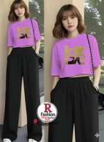 Unique Love Printed Crop Top Round Neck Half Sleeves Casual Cotton Crop Top T Shirt For Girls Women And Ladies