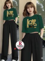 Unique Love Printed Crop Top Round Neck Half Sleeves Casual Cotton Crop Top T Shirt For Girls Women And Ladies - Image 4