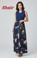 Gentle Fresh Sweet Blue v Women's Slim-Fit Midi Dress with Collar Pleated Nipped Waist 2026 New Year - Image 6