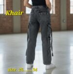 Shein Relaxed Fit Full Length Stone Wash Carpenter Style Cargo Jeans - Image 2