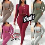 Tcremisa Women's Rib 2 Piece Set Stretch Long Sleeve Off Shoulder Crop Top and Wide Leg Long Pant Suits Fall Outfits - Image 5