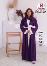 MQ080 Independence Station Middle East Abaya Color-Block Coat, Dubai Arabian Chiffon Dress, Solid Color Robe - Image 5