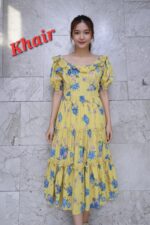 Gentle Fresh Sweet Blue v Women's Slim-Fit Midi Dress with Collar Pleated Nipped Waist 2026 New Year - Image 5