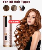 USB Rechargeable Automatic Rotating Hair Curler Ceramic Cordless Curling Iron LCD Temperature Display Hair Curlers Wand - Image 5